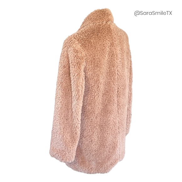 KENNETH COLE NY Blush Pink Teddy Bear Plush Faux Fur Mid-Length Coat - Picture 6 of 15